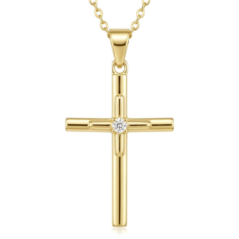 Minimalist Cross Pendant Necklace 14K Gold Plated for Women Faith Jewelry Religious Gifts