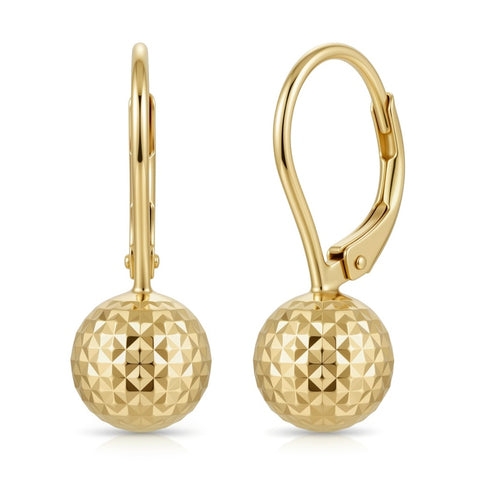 14K Gold Plated Ball Leverback Earring for Women