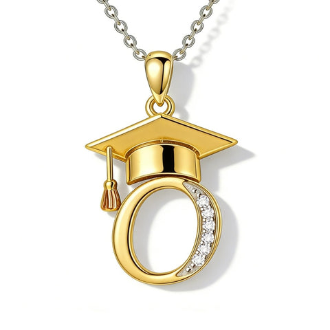 Initial  Graduation 14K Gold Plated Inspiring Grad Pendant Necklace Graduations Jewelry Gifts
