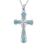 Sterling Silver Turquoise Cross Bear Claw Cowboy Boot Pendant Necklace