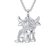 Sterling Silver Highland Cow Urn Necklace for Ashes