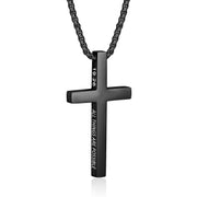 Stainless Steel Cross Necklace for Men Inspirational Bible Verse Cross Pendant Christian Jewelry