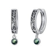 Sterling Silver Moss Agate Tree of Life Hoop Earrings