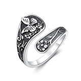 Sterling Silver Turquoise Hummingbird Butterfly Sunflower Adjustable Spoon Ring