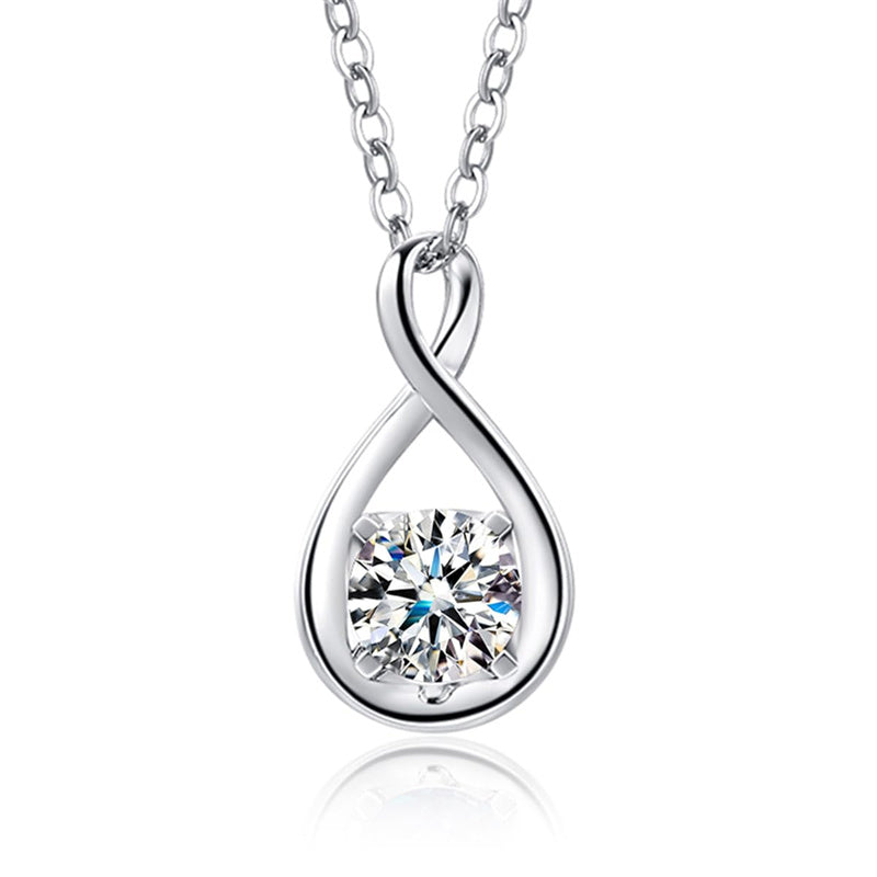 10K 14K 18K  White Gold Round Birthstone Infinity Necklace Mothers Day Gift