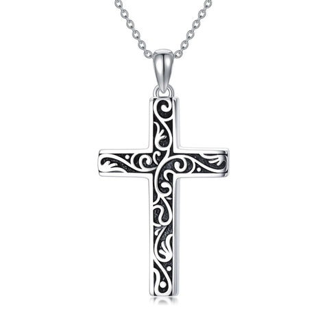 Sterling Silver Cross Pendant Necklace Christian Religious Jewelry Gifts for Anniversary