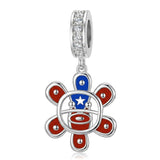 Sterling Silver Coqui Frog Flag Puerto Rico Charm Beads