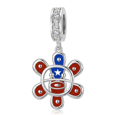 Sterling Silver Coqui Frog Flag Puerto Rico Charm Beads