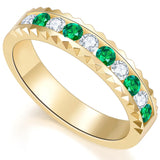 14K Gold Plated Moissanite or Lab-Grown Emerald Dainty Eternity Wedding Rings Birthday Jewelry for Her