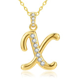 Cubic Zircon 14K Gold Plated Initial Letter A-Z Pendant Necklace