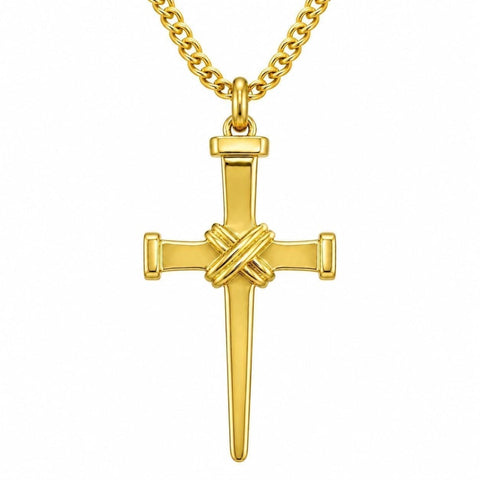 Cross Pendant Necklace for Men 14K Gold Plated Minimalist Christian Jewelry Religious Gift