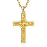 14K Gold Plated Cross Pendant Necklace for Men Religious Jewelry Christian Gift