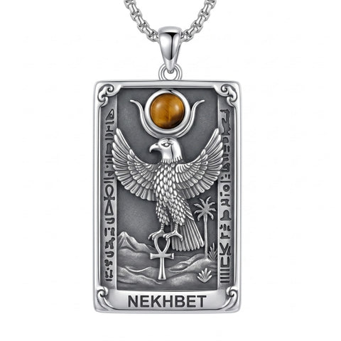 Sterling Silver Tarot Card Pendant  Necklace for Men Gothic Amulet Jewelry