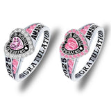 Sterling Silver Personalized Birthstone Engraved Class Rings for Women, College Senior High School Ring