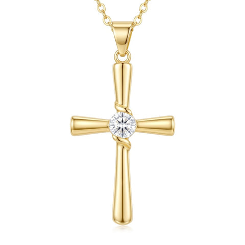 Minimalist Cross Pendant Necklace 14K Gold Plated for Women Faith Jewelry Religious Gifts