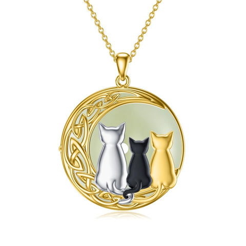 14K Gold Plated Natural Jade Hummingbird Cat Dragonfly Butterfly Bee Pendant Necklace for Women