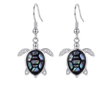 Sterling Silver Abalone Shell Hummingbird Owl Sea Turtle Cat Frog Horse Seahorse Dangle Earrings  Gifts for Christmas