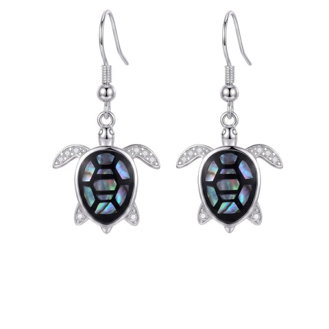 Sterling Silver Abalone Shell Hummingbird Owl Sea Turtle Cat Frog Horse Seahorse Dangle Earrings  Gifts for Christmas