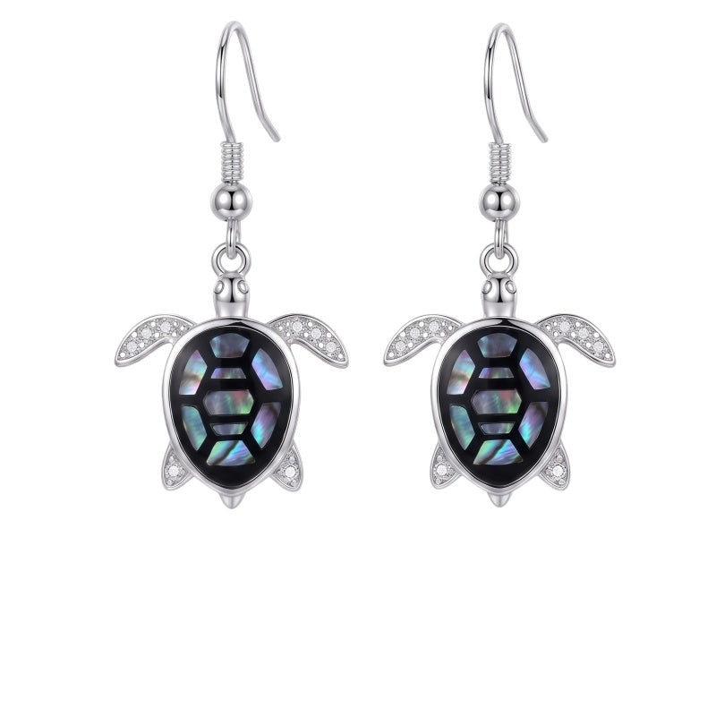 Sterling Silver Abalone Shell Hummingbird Owl Sea Turtle Cat Frog Horse Seahorse Dangle Earrings  Gifts for Christmas