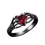 Sterling Silver Personalized Birthstone Punk Skull Bat Snake Ring Goth Jewelry for Halloween Birthday