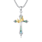 Sterling Silver Cross with Crown Pendant Necklace Religion Jewelry for Birthday Anniversary Day Christmas