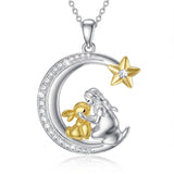 Sterling Silver Bunny Girl Pendant Necklace With Engraved Always in My Heart