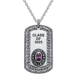Sterling Silver Personalized Birthstone Class Necklaces High School, College University Pendant Necklace