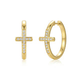 14K Gold Plated Cross Hoop Earrings  for Women Birthday Mothers Day Christmas Jewelry Gift