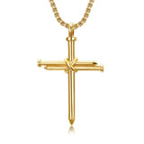 14K Gold Plated Cross Pendant Necklace for Men Religious Jewelry Christian Gift