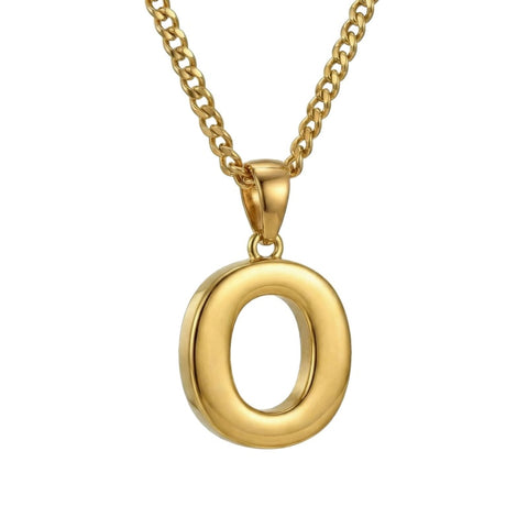 Initial Pendant Necklace 14K Gold Plated with Cuban Chain