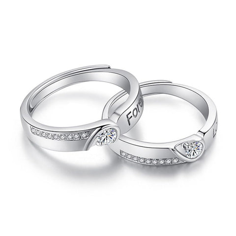 Copper Cubic Zirconia Cubic Adjustable Matching Couple Rings
