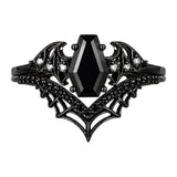 Sterling Silver 10K  14K  18K Gold 1CT-4CT Black Onyx Engagement Ring Gothic Wedding Promise Ring
