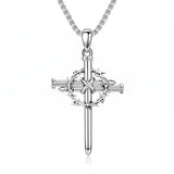 Sterling Silver Cross Pendant Necklace Christian Religious Jewelry Gifts for Anniversary
