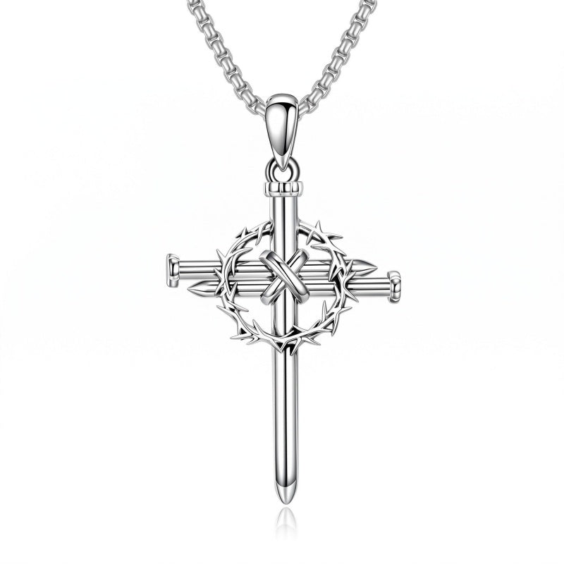 Sterling Silver Cross Pendant Necklace Christian Religious Jewelry Gifts for Anniversary