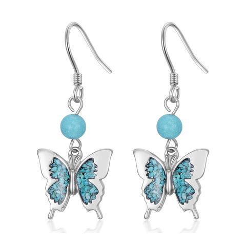 Sterling Silver Turquoise Owl Dragonfly Butterfly Hummingbird Dangle Earrings