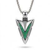 Malachite Turquoise Arrow Pendant Necklace for Men