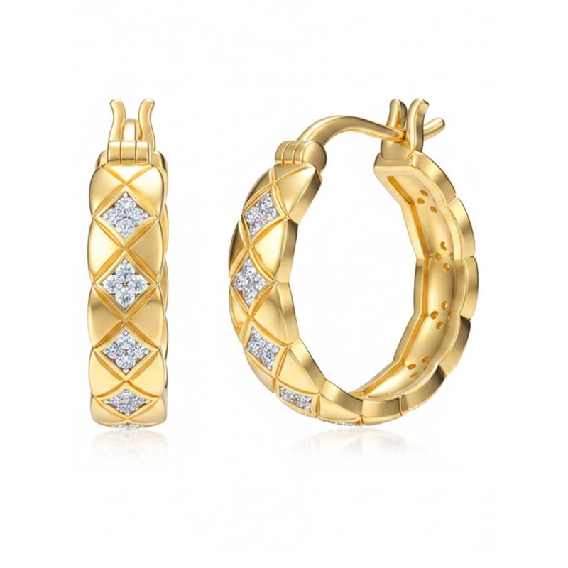 14K Gold Plated Hoop Earrings Jewelry Gift for Birthday Anniversary Mother's Day