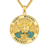 Christian Religious Medal Amulet 14K Gold Plated Pendant  Necklace