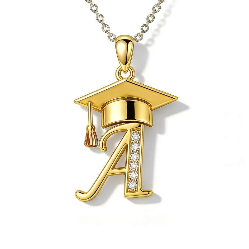 Initial  Graduation 14K Gold Plated Inspiring Grad Pendant Necklace Graduations Jewelry Gifts