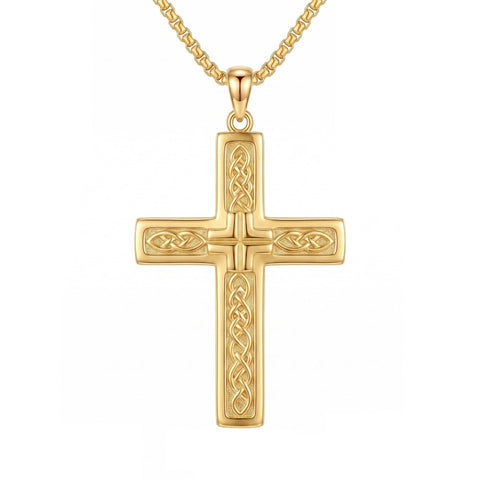 10K 14K 18K Gold Cross Pendant Necklace Religious Jewelry Gifts for Men and Women