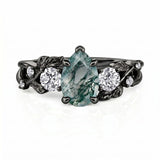 Sterling Silver 10K 14K 18K Gold 1-4CT Moss Agate Engagement Ring Promise Ring