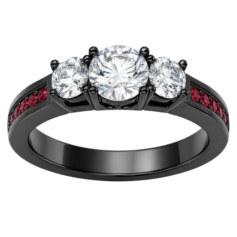Sterling Silver 10K 14K 18K Gold Custom Engraved Moissanite Engagement Wedding Ring Halloween Gift