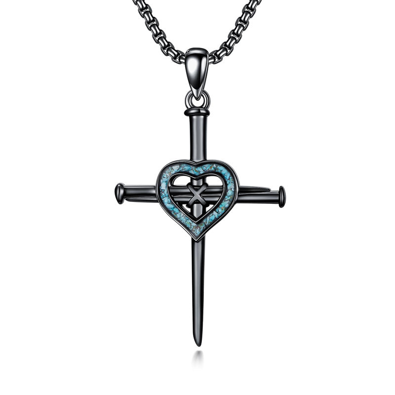 Sterling Silver Star Of David  Cross Pendant Necklace