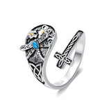 Sterling Silver Turquoise Hummingbird Butterfly Sunflower Adjustable Spoon Ring