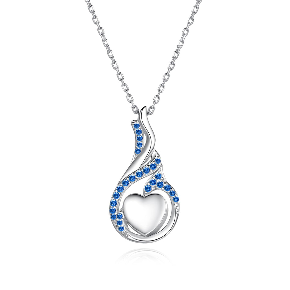 Sterling Silver Heart Shape Tear Dangle Urn Necklace for Ashes