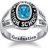 Sterling Silver Personalized Birthstone Engraved 2026 High School College Graduation Class Ring