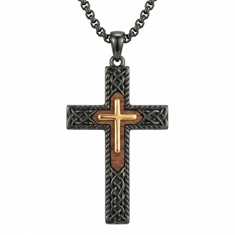14K Gold Plated Wooden Pendant Necklace Beliefs jewelry