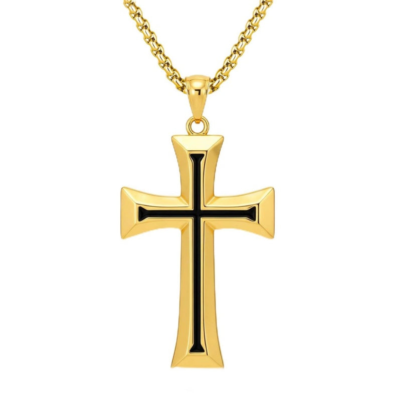 14K Plated Gold Cross Pendant Crucifix Necklace Christian Jewelry Baptism Religious Faith