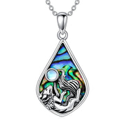 Sterling Silver Abalone Shell Moonstone Fox Pendant Necklace
