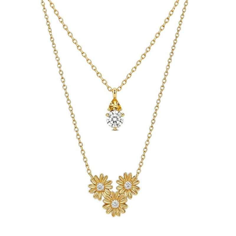 14K Gold Birthstone Birth Flower  Pendant Necklace Birthday Jewelry Gifts for Women